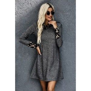 Leopard Trimmed Mini Dress